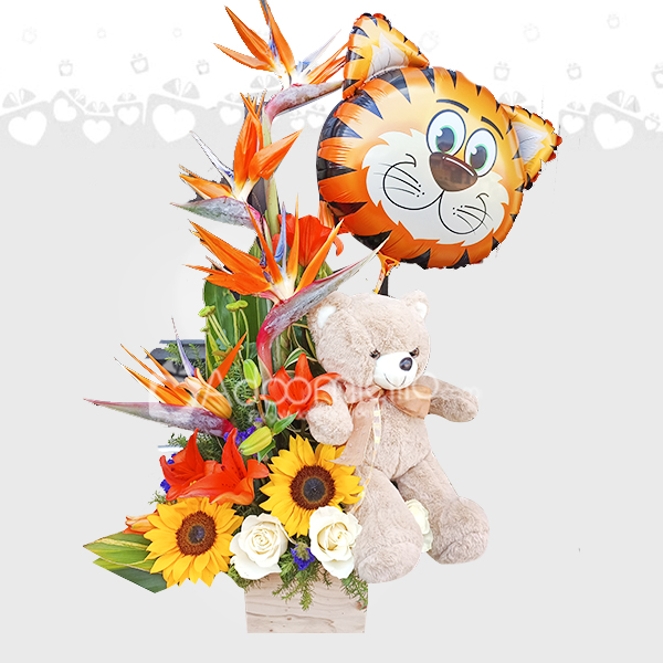 Arreglo floral con peluche a domicilio en cali