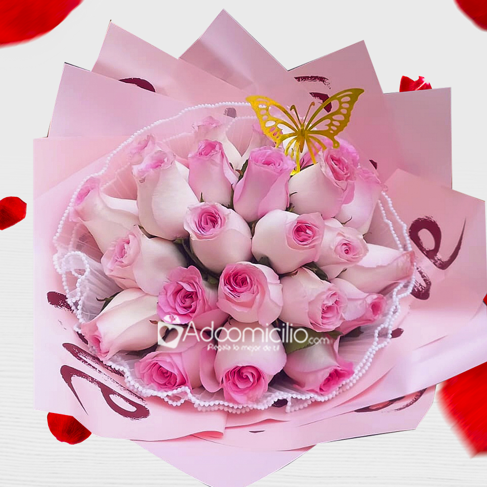 Bouquet De Rosas Rosadas Para San Valentín A Domicilio En Cali 