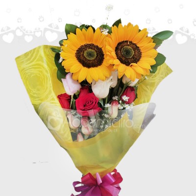 Arreglos florales a domicilio en Cali Bouquet rosas y girasoles