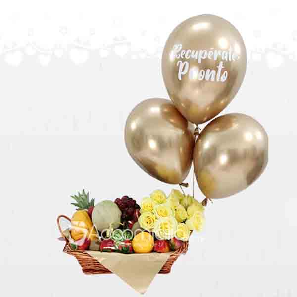 Hermosa Canasta De Frutas Con Globos Regalo De Pronta Recuperación A Domicilio En Cali Pedido Con Un Día De Anticipación 