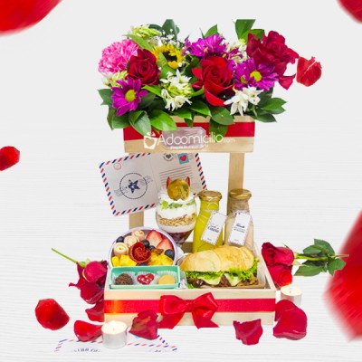 Desayuno Sorpresa Con Flores Para Amor Y Amistad A Domicilio En Medellín Pedido Con Dos Días De Anticipación 