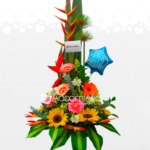 Arreglos Florales Para Conquistar Gerberas Con Girasoles Y Globo A Domicilio En Pereira