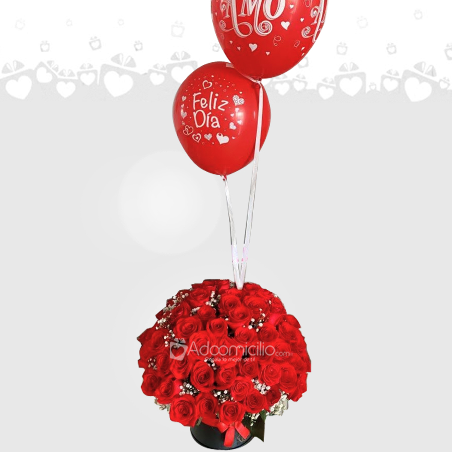 Arreglo Floral Con Globos Para Amor Y Amistad A Domicilio En Pereira 