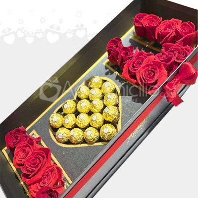 Regalo Con Rosas Y Chocolates Caja Love En Medellín Pedido Con 1 Dia De Anticipación 